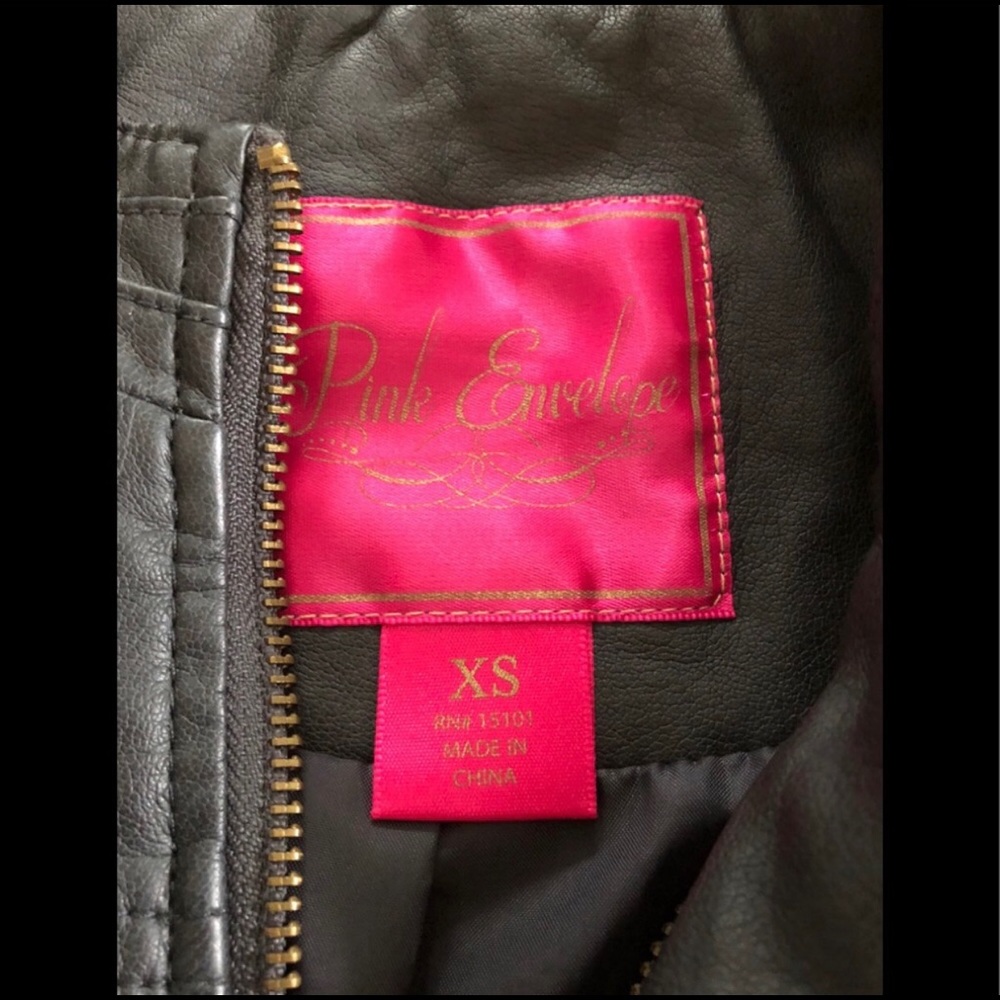 Reposhing. Xs pink envelope faux leather jacket